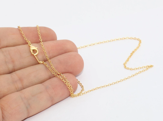18" 24k Matt Gold Necklace, Gold Tiny Chain, Finished Chain  CHK326