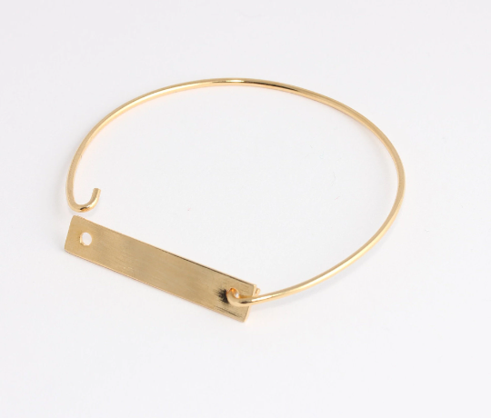 24k Shiny Gold Bracelet Cuff, Wire Bracelet, Stamping         CHK712-2