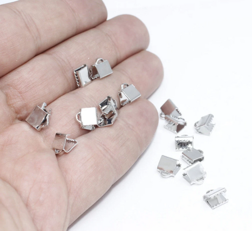Rhodium Plated Ribbon Crimps