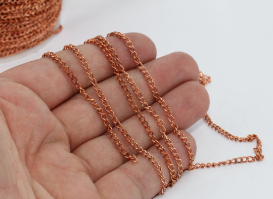 2,5mm Copper Curb Chains, Extender Chains, Copper Plated TOM-1
