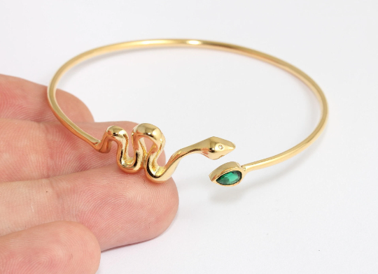 24k Shiny Gold Cuff Bracelet, Wire Snake Bracelet, Gold,              CHK558