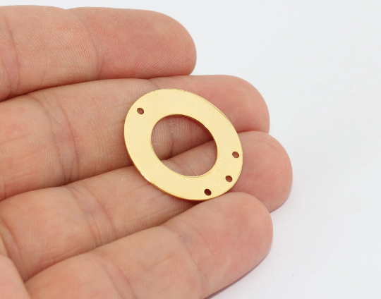 25mm 24k Shiny Gold Circle Charms, Multi Hole Chound  MTE588