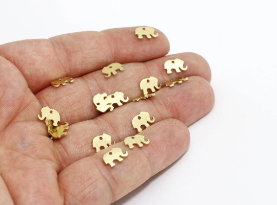 6x9mm Raw Brass Elephant Charms, Elephant Necklace,  SOM268