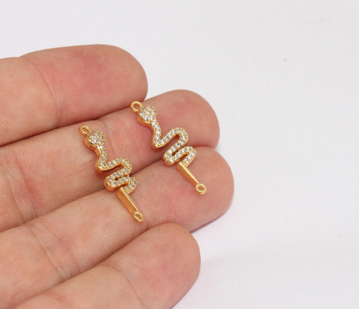 Shiny Gold Micro Pave Snake Charm