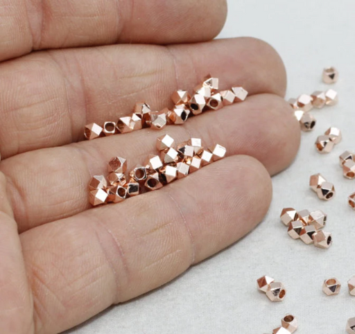Faceted Beads, Rose Gold