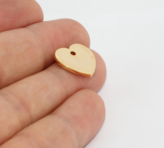 14x16mm 24k Shiny Gold Heart Disc, Heart Pendant,Gold  MTE626