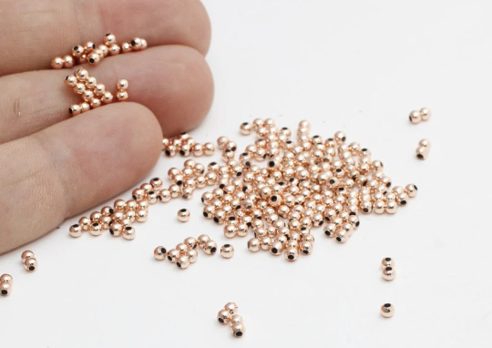 2,5mm Rose Gold Beads, Spacer Beads, Hollow  Beads,Findings ROSE359