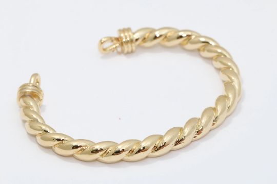 6mm 24k Shiny Gold Wire Bracelet, Open  , Adjustable   CHK72-2