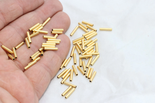 2x10mm 24k Matt Gold Spacer Tubes, Tube Beads, Round BRT109