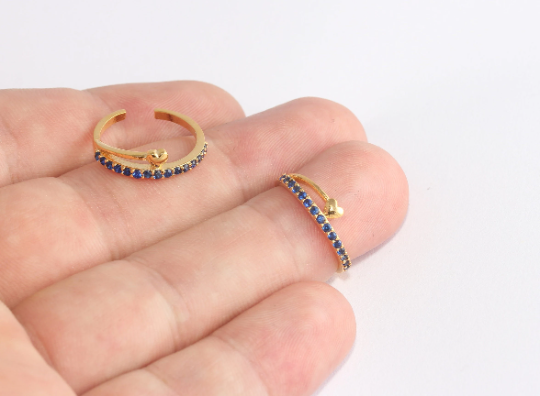 17mm 24k Shiny Gold Heart Ring, Micro Pave Heart Rings, XP307