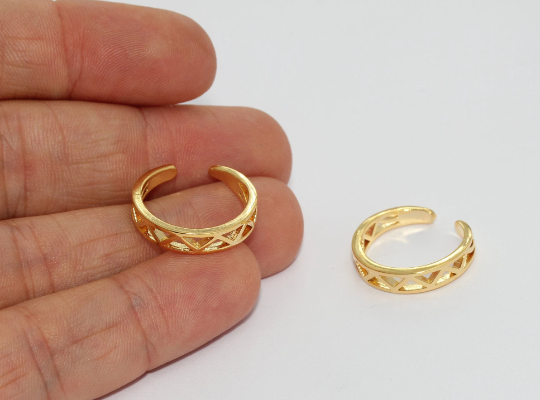 17mm 24k Shiny Gold Triangle Rings, Adjustable, Rings, MTE1500