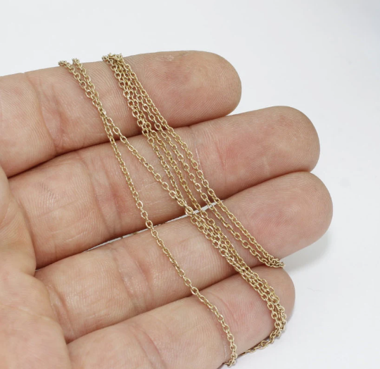 Catene in ottone grezzo 1,6x2mm, ottone, rolò, catena saldata THE140