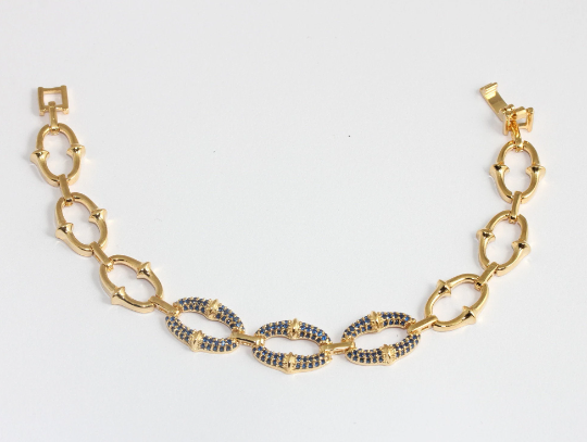 7'' 24k Shiny Gold Bracelets, Ready Bracelet, Micro  Pave              CHK624-1