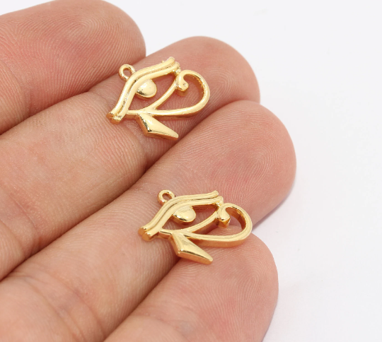 13x15mm 24k Shiny Gold Egyptian Eye, Eye Of Horus,            MTE674