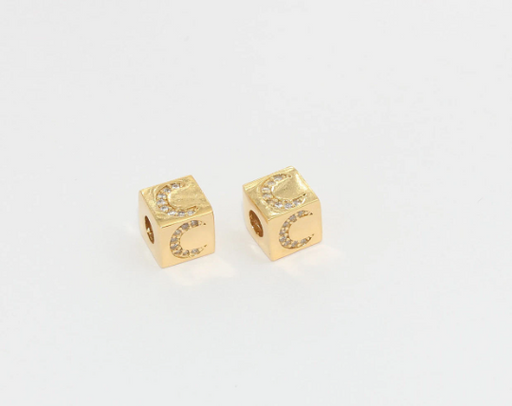 Shiny Gold CZ Moon Beads