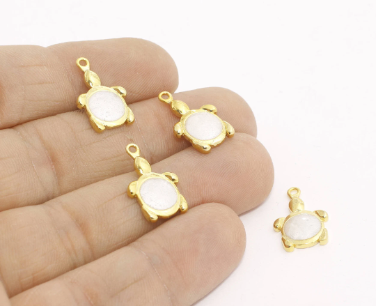 11x18mm 24k Shiny Gold Turtle Charms, Turtle Pendant,      MTE300