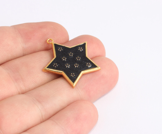27x29mm 24k Shiny Gold Star Pendant, Micro Pave Star , Gold  XP37