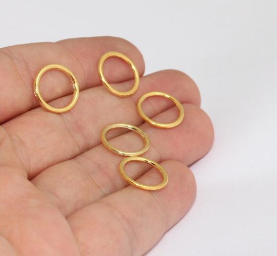 14mm 24k Shiny Gold Closed Ring, Circle Connector, Gold  AE292