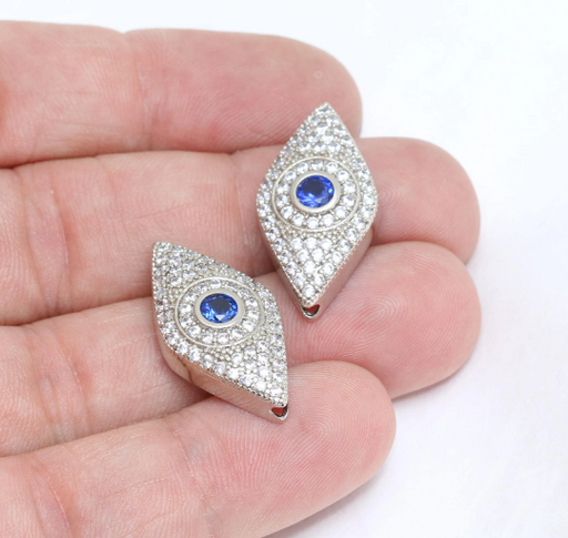 Silver Plated Evil Eye Beads