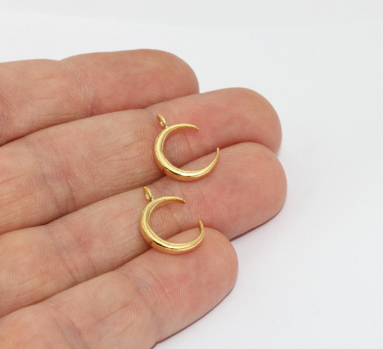 12x16mm 24k Shiny Gold Crescent Charm, Crescent Moon  MTE211