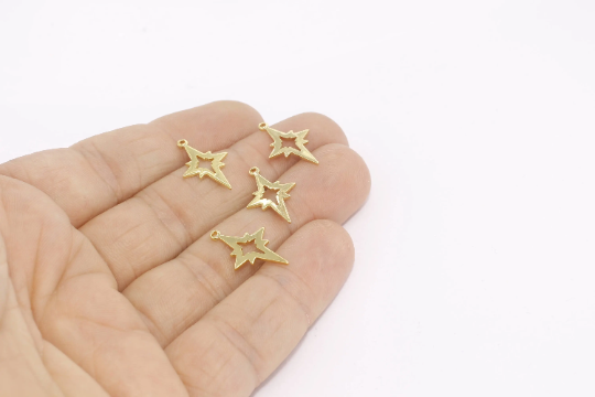 14x22mm 24k Shiny Gold Pole Star, North Star Pendant,  MTE242