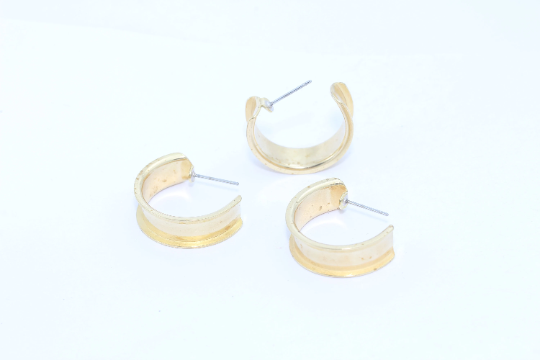 6,5mm Raw Brass Channel Earrings, Hoop Earrings, Circle  CHK196