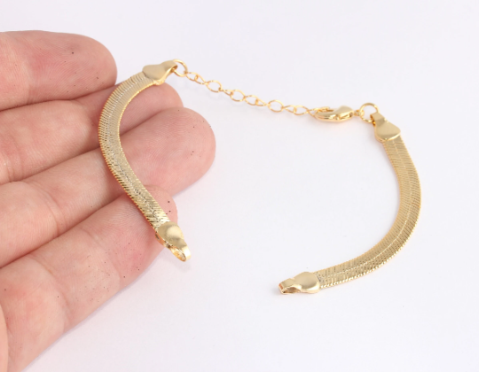 6' 24k Shiny Gold Snake Bracelets Snake Chain Bracelet CHK66-1 Jewelry ...