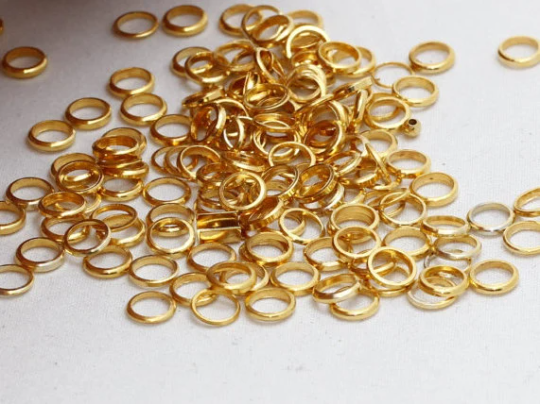 6mm 24k Shiny Gold Closed Ring, Gold Rings, Circle Charms,  BRT197