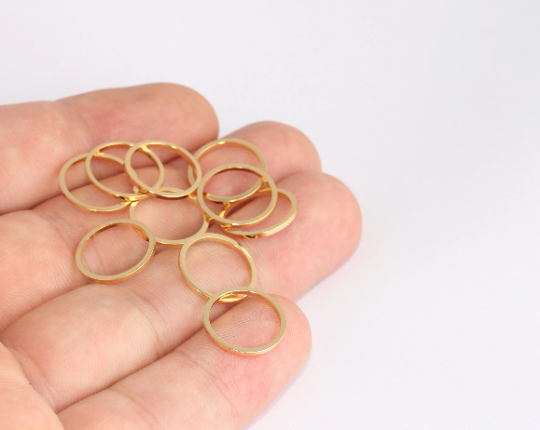 14mm 24k Shiny Gold Closed Ring, Connectors, Circle beads    SLM770