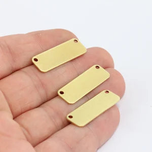 10x30mm Raw Brass Nameplate Bar, Rectangle , MTE454