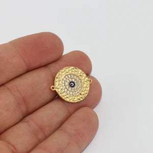 Shiny Gold Evil Eye Medallion