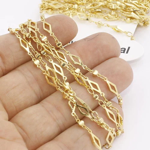 4x12 5mm 24k Shiny Gold Bar Chain Gold Soldered Chain Filigree