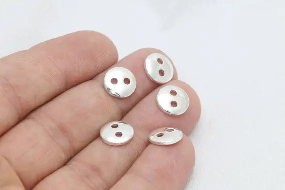 8mm Rhodium Plated Button Charms, Button Connectors, MTE42