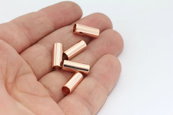 Perline tubolari, ciondoli tubolari, tubicini minuscoli, oro rosa 6x15 mm, MTE418
