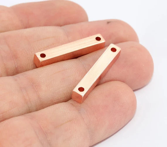 Barra in oro rosa 4x25 mm, barra in ottone massiccio, barra a due fori, MTE660