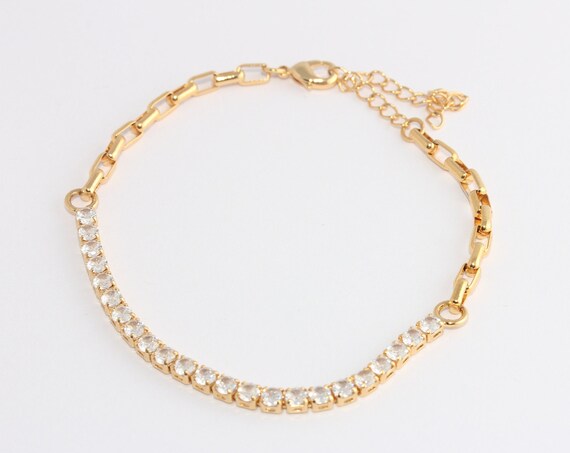 7'' 24k Shiny Gold Tennis Bracelet, Cubic Zirconia Tennis             XP232