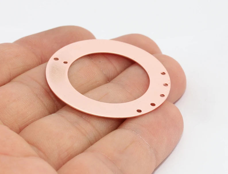 Ciondoli a cerchio in oro rosa da 38 mm, ciondoli rotondi, multiforo MTE586