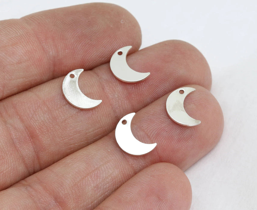 7x10mm Rodyum Kaplama Ay Takıları, Yarım Ay Kolye, MTE366