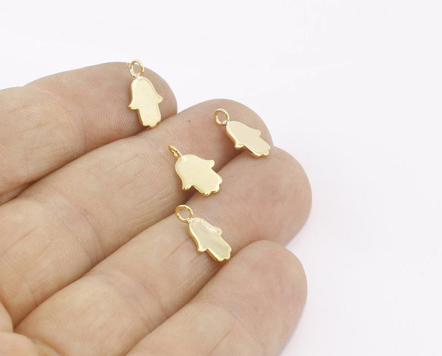 7x11mm 24k Shiny Gold Hamsa Charms, Hamsa Jewelry, MTE247