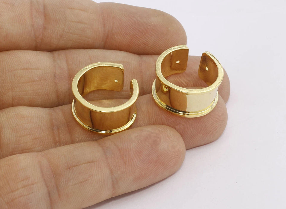 24k Shiny Gold Ring Setting, Width 10mm, Channel Ring  MTE238