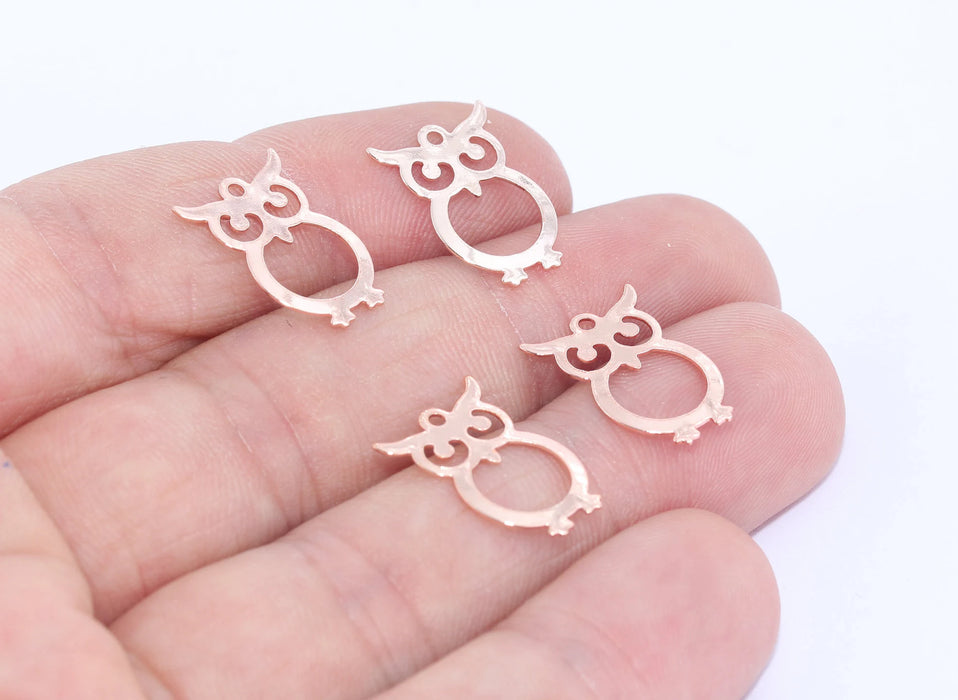 10x16mm Rose Gold ,Owl Charms, Owl Pendant, Bird MTE398
