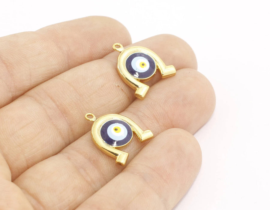 15x18mm 24k Shiny Gold Horseshoe Charms, Horseshoe  MTE326