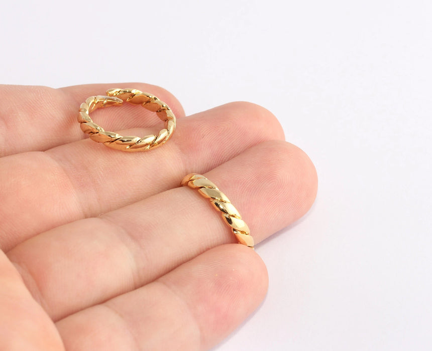 16-17mm 24k Shiny Gold Braided Rings, Adjustable Rings,    SLM869