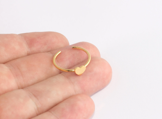 17-18mm 24k Shiny Gold Heart Rings, Heart Shaped Ring, XP321