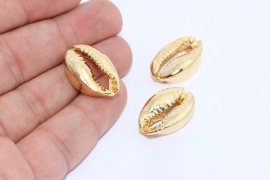 17x25mm 24k Shiny Gold Cowrie, Cowrie Charms, Sea   BRT10