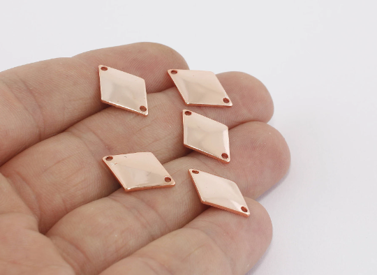 12x17mm Rose Gold Square Disc, Two Hole Charms, Rose ROSE33