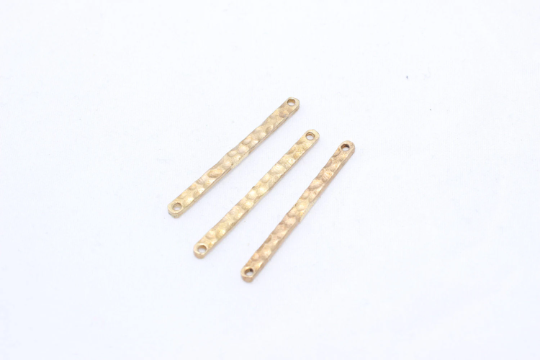 30mm Raw Brass Hammered Bars, Two Hole Bars, Long Bar , SOM50