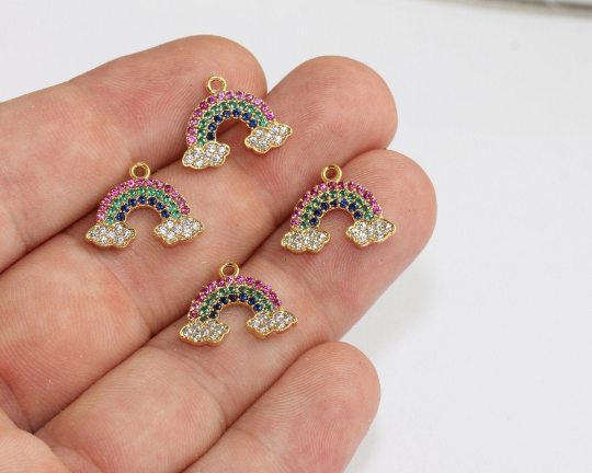 14x18mm Micro Pave Rainbow, Colorful Micro Pave Pendant, MLS170