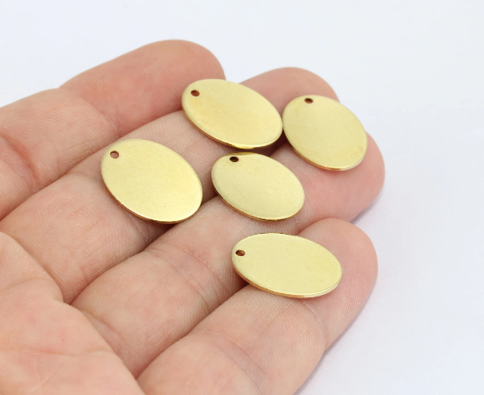 14x18mm Raw Brass Oval Coins, Disc Charms, Necklace  MTE550