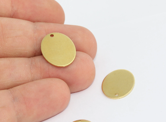 14x18mm Raw Brass Oval Coins, Disc Charms, Necklace  MTE550